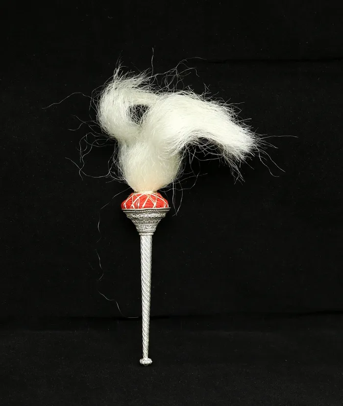 Necklaces Vintage style Sterling silver handmade puja chanwar chaur with original yalk cow hair worshipping fan for idols home temple article cvr TRIBAL ORNAMENTS