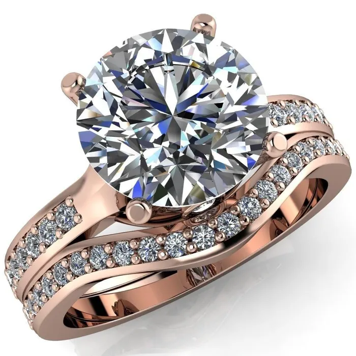 Nila Round Center Stone Diamond Accented Preset Peg Setting with Diamond Shoulder Princess Ring Fire Brilliance Rings Nila Round Center Stone Diamond Accented Preset Peg Setting with Diamond Shoulder Princess Ring Fire Brilliance Rings