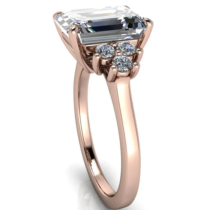 Nirvana Emerald Center Stone Multi Diamond Side Engagement Ring Fire Brilliance Rings