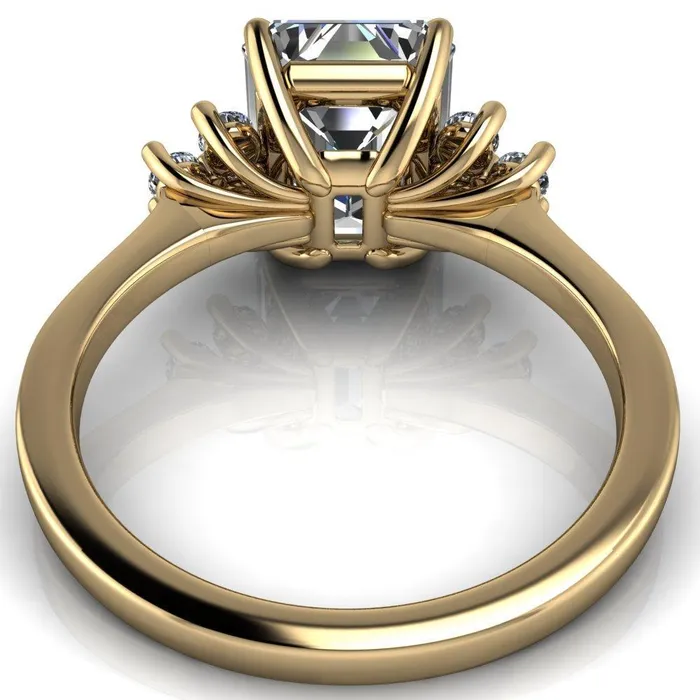 Nirvana Emerald Center Stone Multi Diamond Side Engagement Ring Fire Brilliance Rings