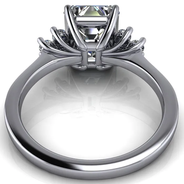 Nirvana Emerald Center Stone Multi Diamond Side Engagement Ring Fire Brilliance Rings