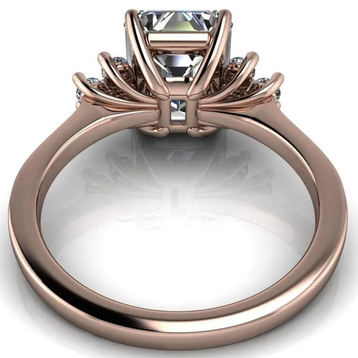Nirvana Emerald Center Stone Multi Diamond Side Engagement Ring Fire Brilliance Rings