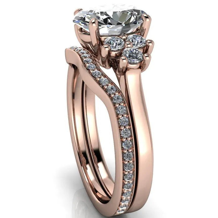 Nirvana Emerald Center Stone Multi Diamond Side Engagement Ring Fire Brilliance Rings