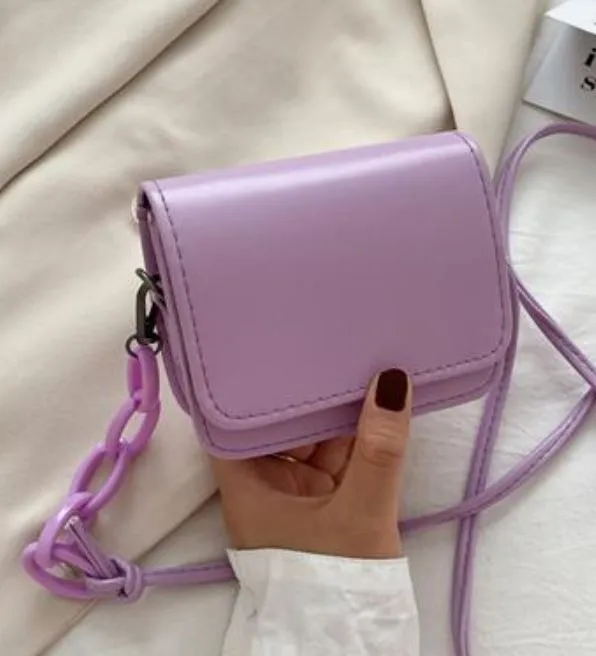 PB79 Mini Lilac Chain Accent Shoulder Bag polly Rings