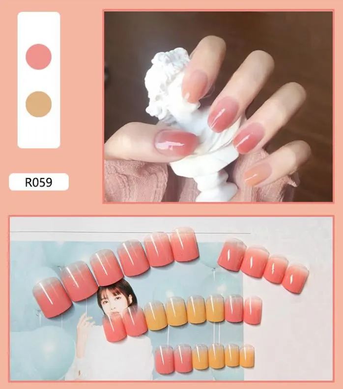 Polly Earrings NS570 Short Square Press On Nails 24 Pieces R059