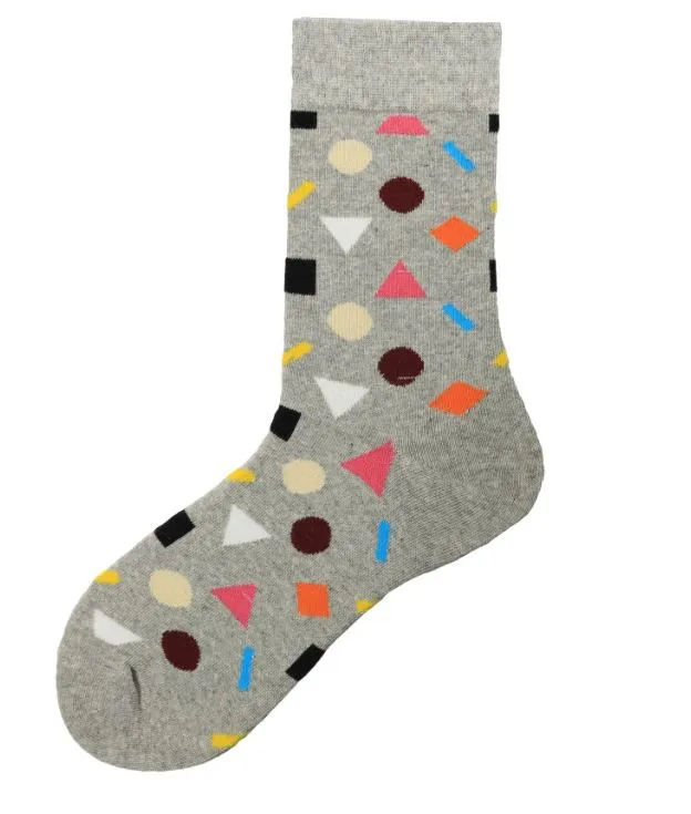 POLLY Earrings SF357 Gray Colorful Shapes Socks