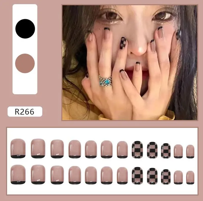 Polly NS333 Short Square Press On Nails 24 Pieces R266 Earrings