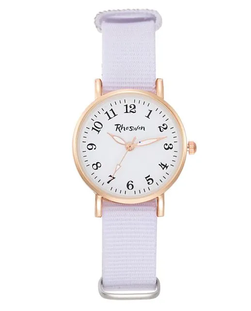 polly Rings W532 White Fabric Band Quartz Watch