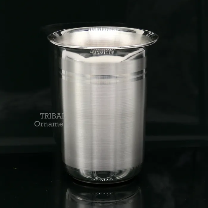 Pure 999 fine silver handmade utensils300ml watermilk Glass tumbler silver flask baby kids serving food stay healthy water glass sv263 TRIBAL ORNAMENTS Necklaces