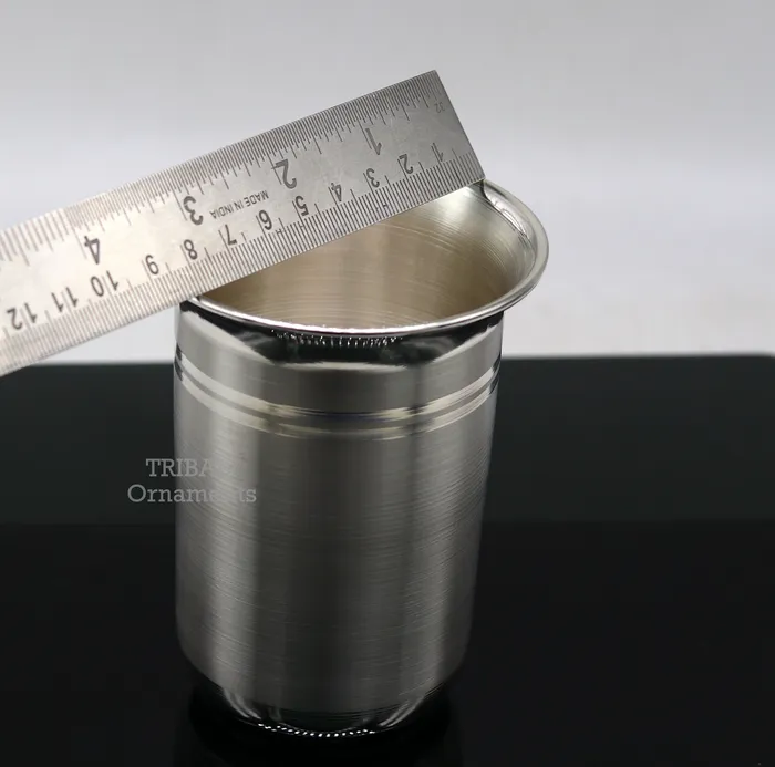 Pure 999 fine silver handmade utensils300ml watermilk Glass tumbler silver flask baby kids serving food stay healthy water glass sv263 TRIBAL ORNAMENTS Necklaces