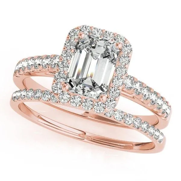 Rings Fire Brilliance Krystal Emerald Moissanite Cathedral Halo Engagement Ring