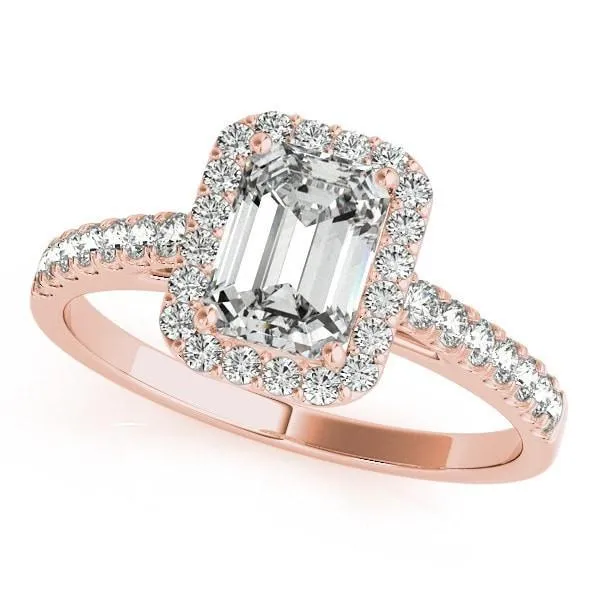 Rings Fire Brilliance Krystal Emerald Moissanite Cathedral Halo Engagement Ring