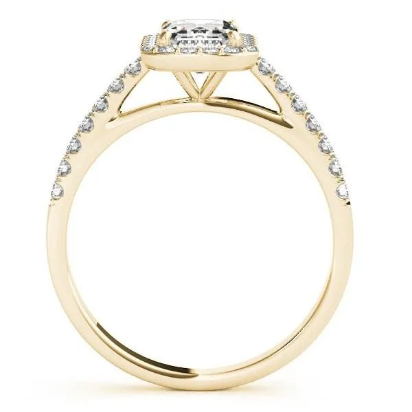 Rings Fire Brilliance Krystal Emerald Moissanite Cathedral Halo Engagement Ring