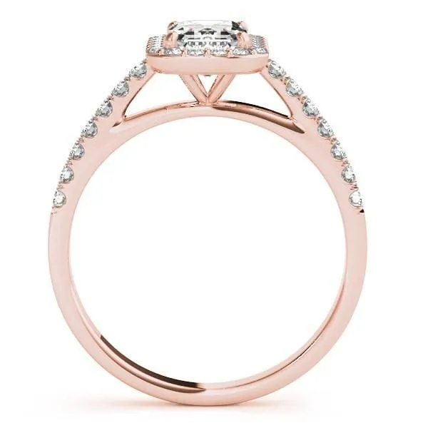 Rings Fire Brilliance Krystal Emerald Moissanite Cathedral Halo Engagement Ring