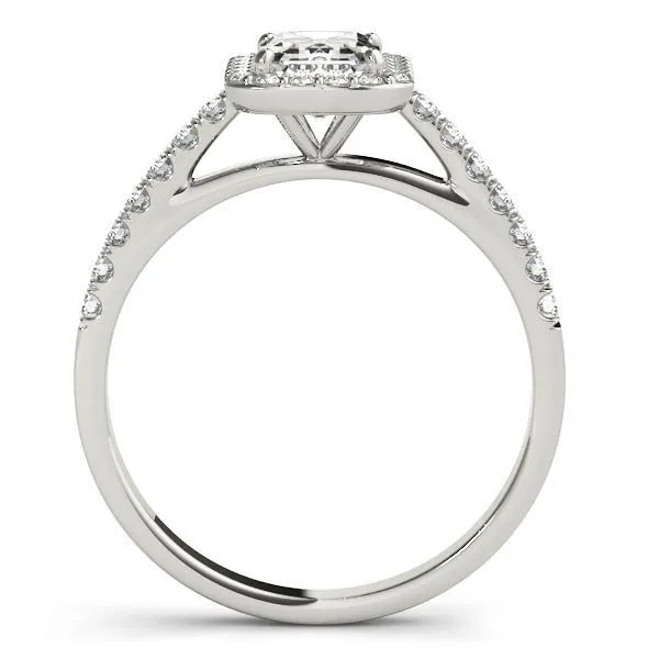 Rings Fire Brilliance Krystal Emerald Moissanite Cathedral Halo Engagement Ring