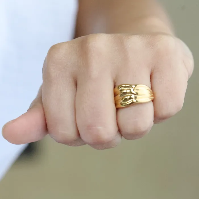 Rings Jewelvers 18K GoldFilled Hammered Wave Ring