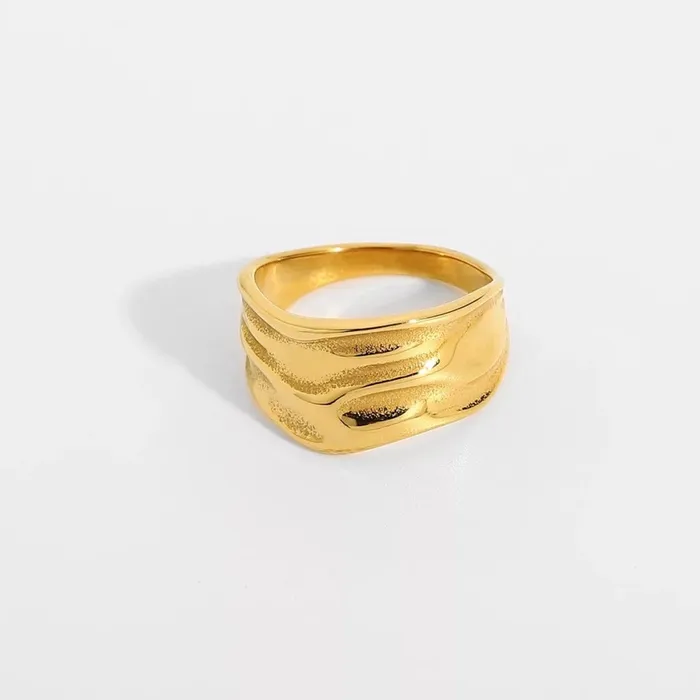 Rings Jewelvers 18K GoldFilled Hammered Wave Ring