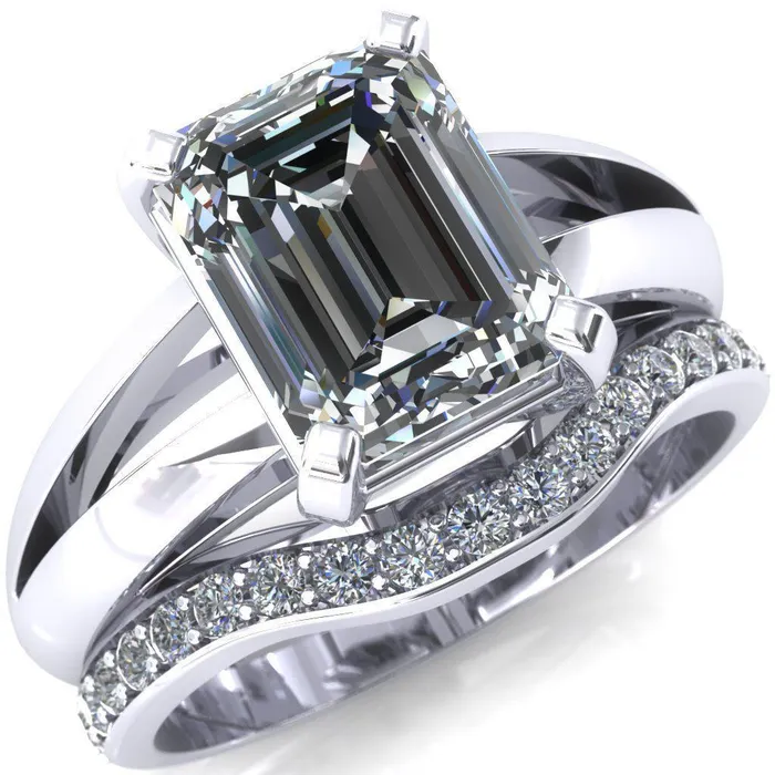 Rings Onica Radiant Center Stone Shaped Split Shank High Setting Cathedral Engagement Ring Fire Brilliance Rings Onica Radiant Center Stone Shaped Split Shank High Setting Cathedral Engagement Ring Fire Brilliance