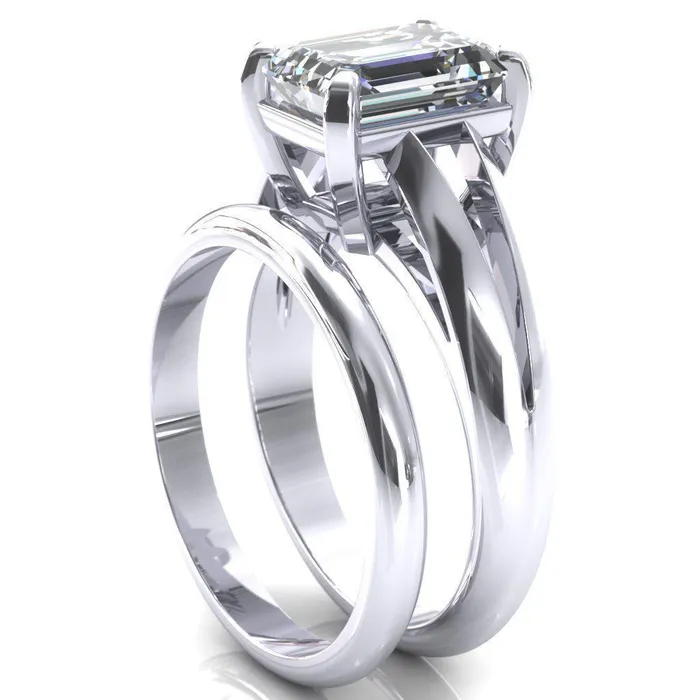 Rings Onica Radiant Center Stone Shaped Split Shank High Setting Cathedral Engagement Ring Fire Brilliance 