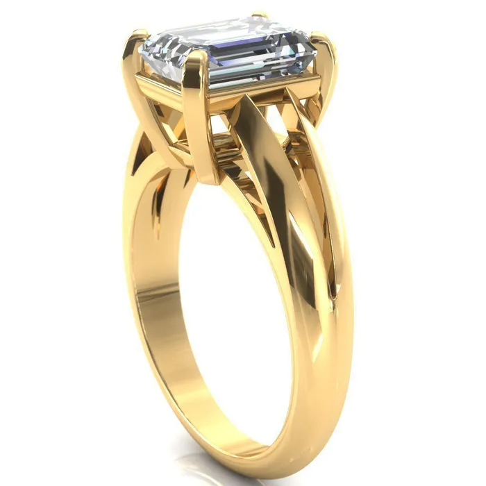 Rings Onica Radiant Center Stone Shaped Split Shank High Setting Cathedral Engagement Ring Fire Brilliance 