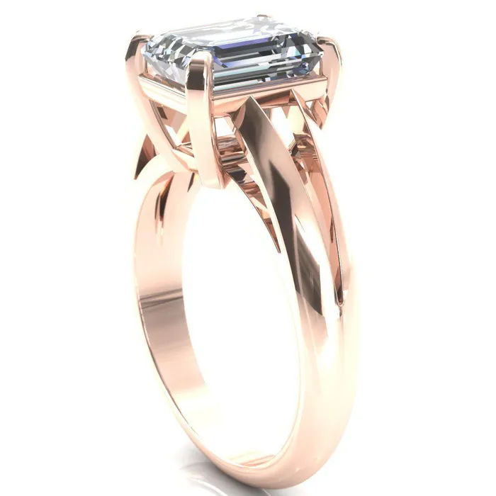 Rings Onica Radiant Center Stone Shaped Split Shank High Setting Cathedral Engagement Ring Fire Brilliance 
