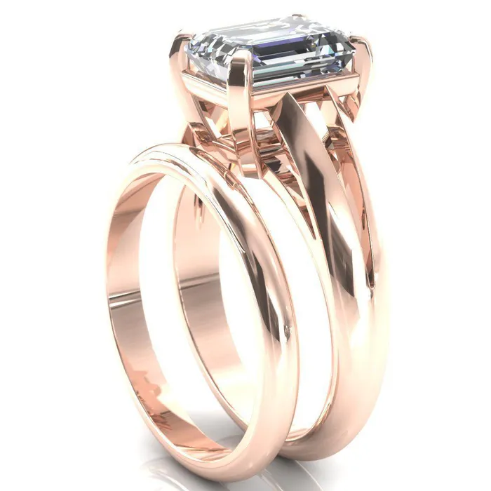 Rings Onica Radiant Center Stone Shaped Split Shank High Setting Cathedral Engagement Ring Fire Brilliance 