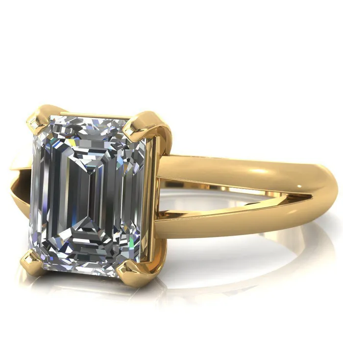 Rings Onica Radiant Center Stone Shaped Split Shank High Setting Cathedral Engagement Ring Fire Brilliance 