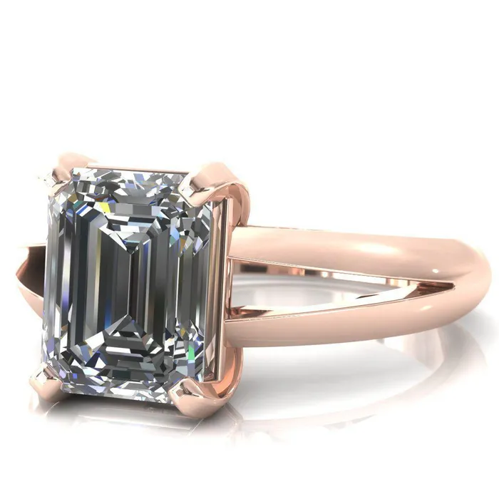 Rings Onica Radiant Center Stone Shaped Split Shank High Setting Cathedral Engagement Ring Fire Brilliance 