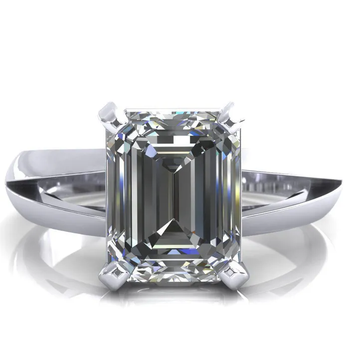 Rings Onica Radiant Center Stone Shaped Split Shank High Setting Cathedral Engagement Ring Fire Brilliance 