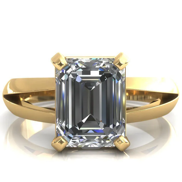 Rings Onica Radiant Center Stone Shaped Split Shank High Setting Cathedral Engagement Ring Fire Brilliance 