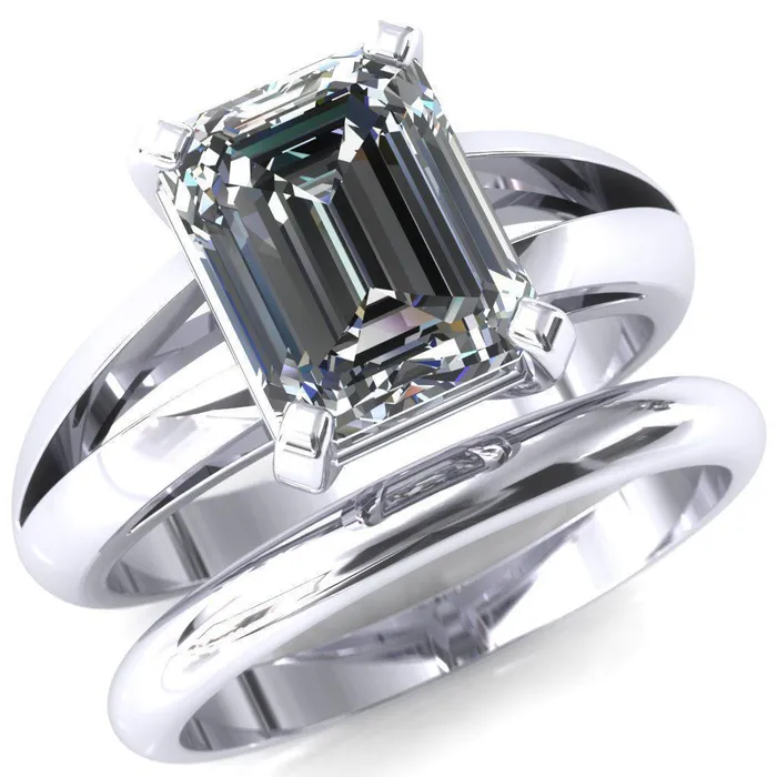 Rings Onica Radiant Center Stone Shaped Split Shank High Setting Cathedral Engagement Ring Fire Brilliance 