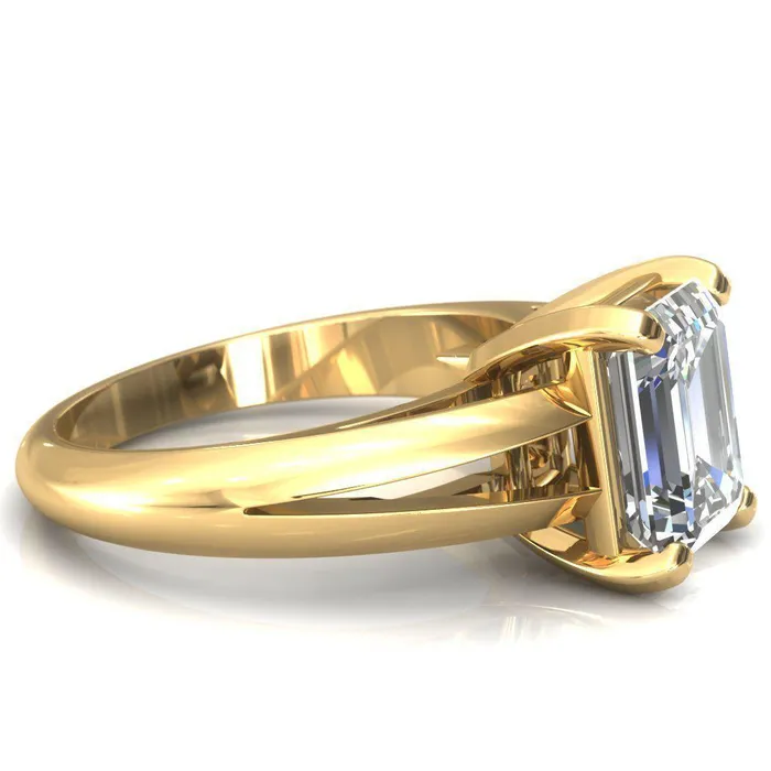 Rings Onica Radiant Center Stone Shaped Split Shank High Setting Cathedral Engagement Ring Fire Brilliance 