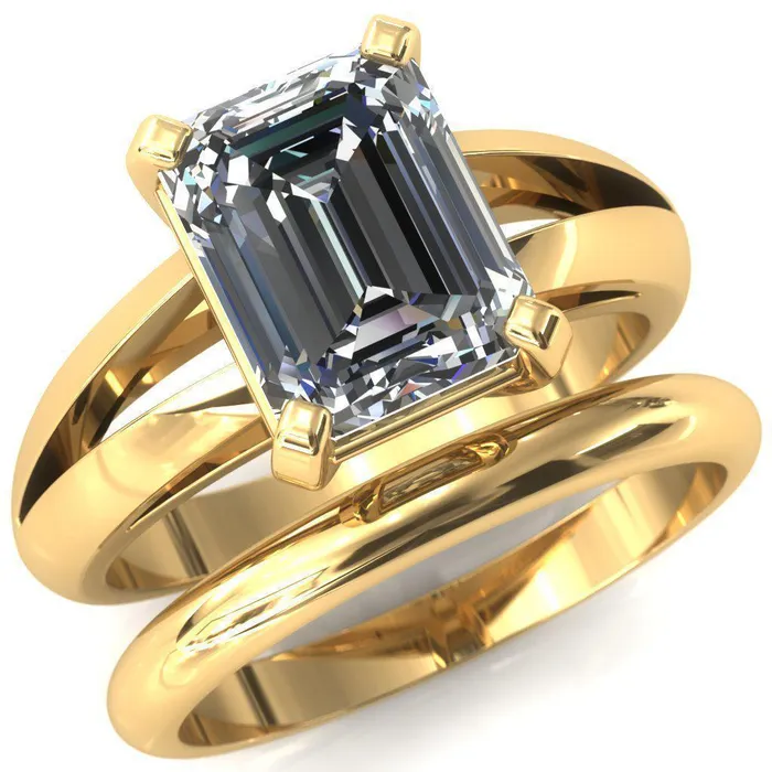 Rings Onica Radiant Center Stone Shaped Split Shank High Setting Cathedral Engagement Ring Fire Brilliance 