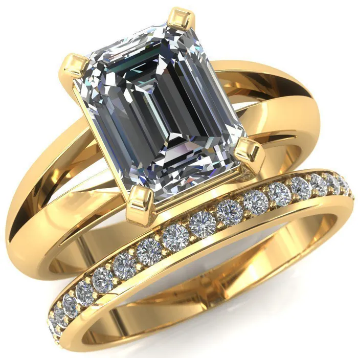 Rings Onica Radiant Center Stone Shaped Split Shank High Setting Cathedral Engagement Ring Fire Brilliance 