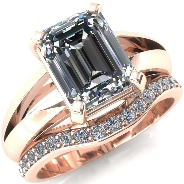 Rings Onica Radiant Center Stone Shaped Split Shank High Setting Cathedral Engagement Ring Fire Brilliance 