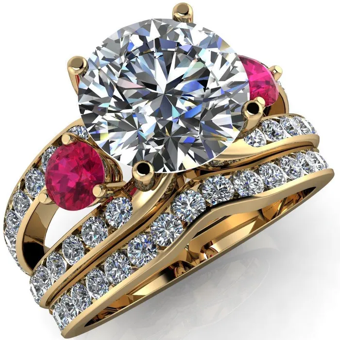 Rings Orion Round Center Stone 2 Round Ruby Sides Split Shank Diamond Channel Set Ring Fire Brilliance Rings Orion Round Center Stone 2 Round Ruby Sides Split Shank Diamond Channel Set Ring Fire Brilliance