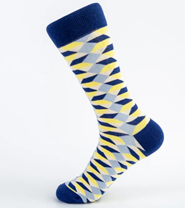 Rings POLLY SF508 Blue Yellow Rectangles Socks