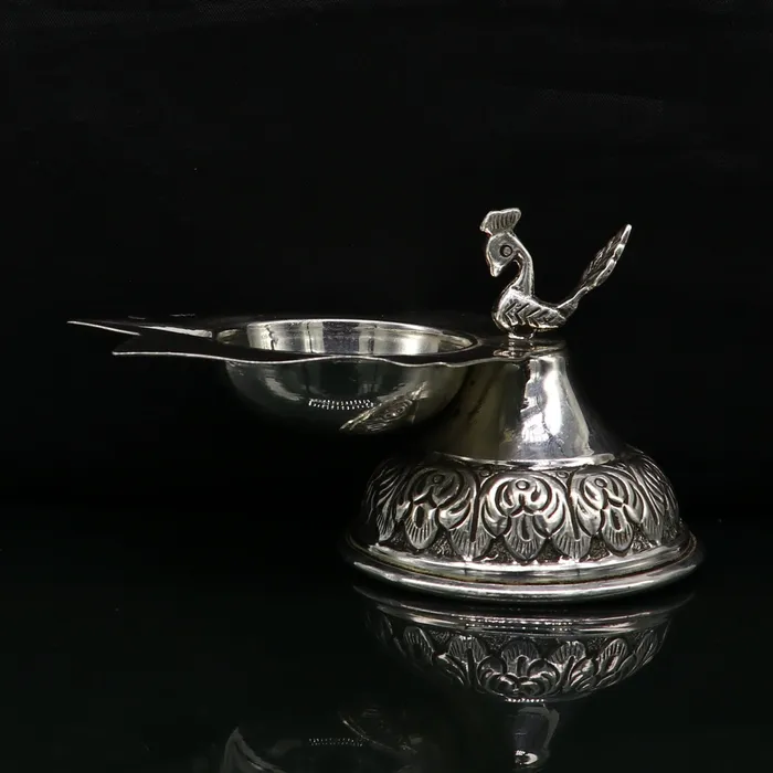 Rings TRIBAL ORNAMENTS Fine 925 silver handmade kandrai work peacock design oil lamp diya deepakdipak silver utensil best gifting silver article utensils su144 Rings TRIBAL ORNAMENTS Fine 925 silver handmade kandrai work peacock design oil lamp diya deepakdipak silver utensil best gifting silver article utensils su144