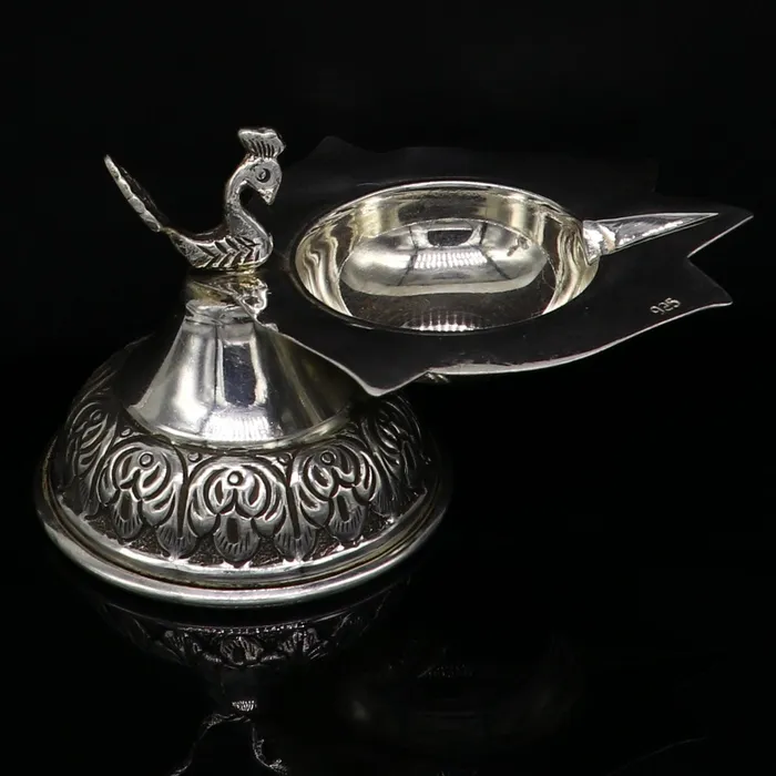 Rings TRIBAL ORNAMENTS Fine 925 silver handmade kandrai work peacock design oil lamp diya deepakdipak silver utensil best gifting silver article utensils su144 Rings TRIBAL ORNAMENTS Fine 925 silver handmade kandrai work peacock design oil lamp diya deepakdipak silver utensil best gifting silver article utensils su144
