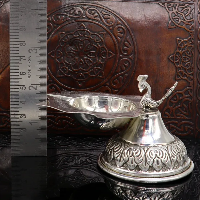 Rings TRIBAL ORNAMENTS Fine 925 silver handmade kandrai work peacock design oil lamp diya deepakdipak silver utensil best gifting silver article utensils su144 Rings TRIBAL ORNAMENTS Fine 925 silver handmade kandrai work peacock design oil lamp diya deepakdipak silver utensil best gifting silver article utensils su144