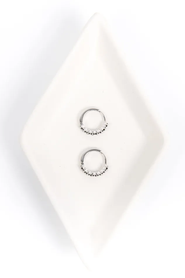 Rings WANTME Silver Black Diamond Huggies