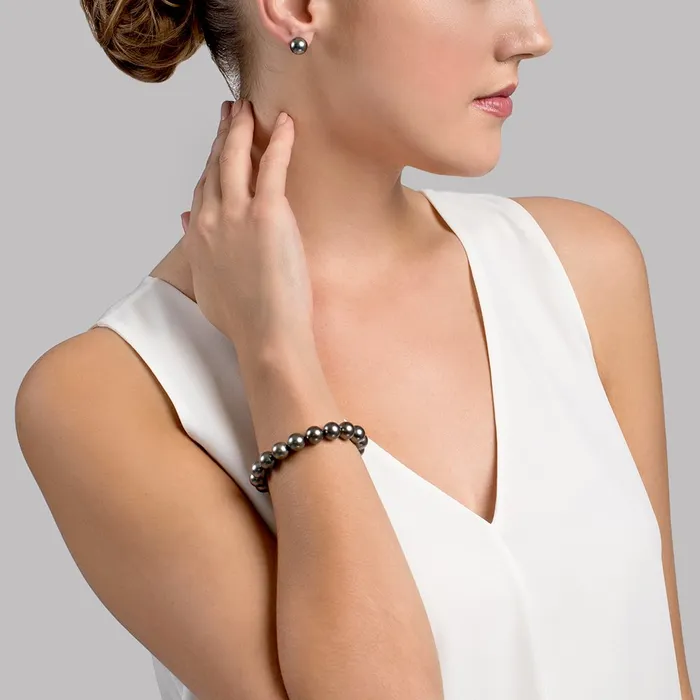 spt Bracelets True Round Black Tahitian Pearl Bracelet 90100mm AAA Quality