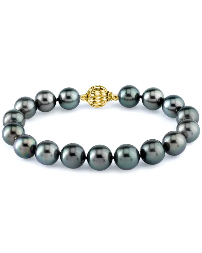 spt Bracelets True Round Black Tahitian Pearl Bracelet 90100mm AAA Quality