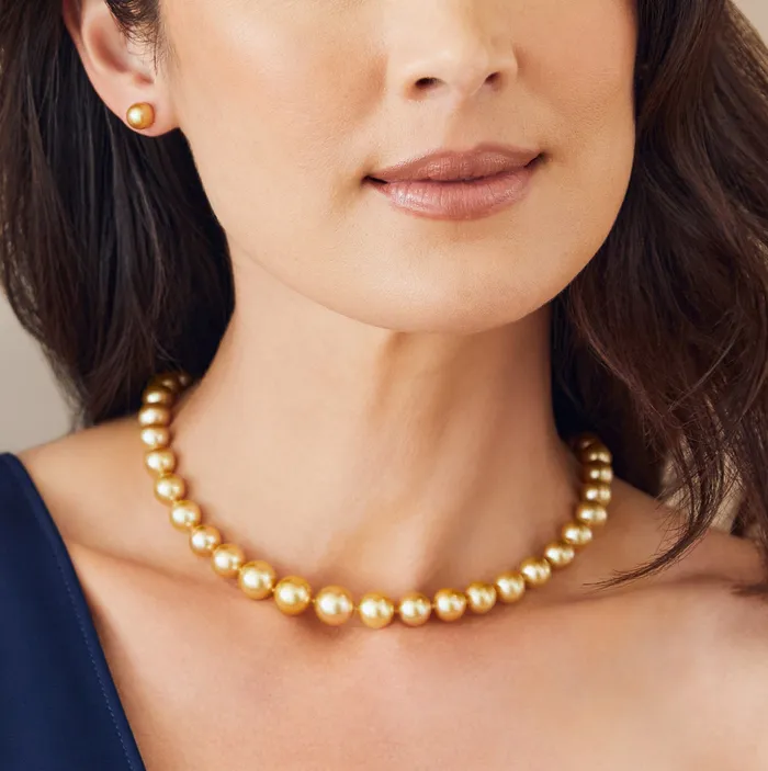 spt Golden South Sea Pearl Necklace 130150mm AAA Quality Necklaces