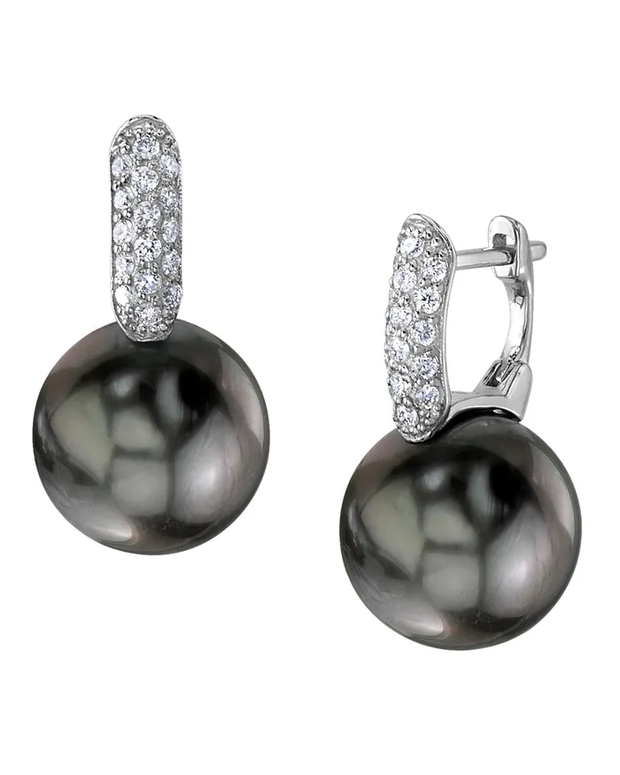 Tahitian South Sea Pearl Diamond Emily Earrings spt Earrings