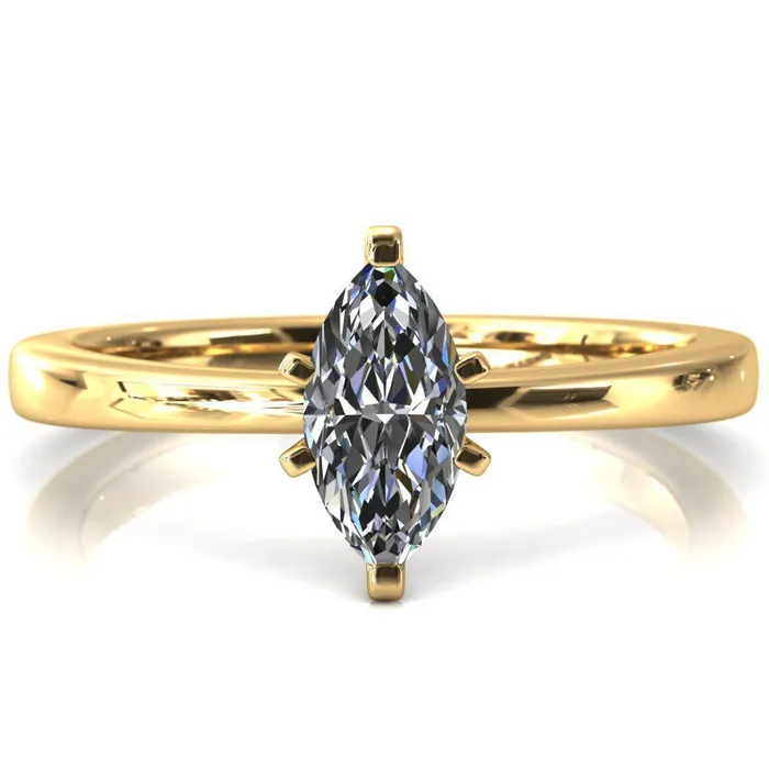 Tessa Marquise Moissanite 6 Prong Pitched Shoulders Solitaire Engagement Ring Fire Brilliance Rings