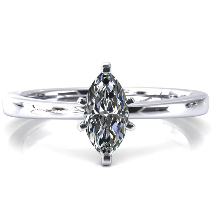 Tessa Marquise Moissanite 6 Prong Pitched Shoulders Solitaire Engagement Ring Fire Brilliance Rings