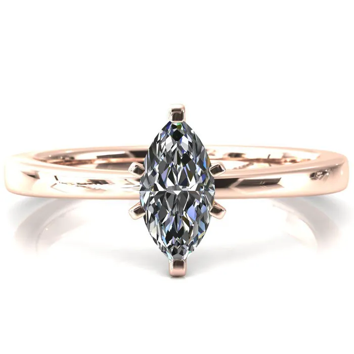Tessa Marquise Moissanite 6 Prong Pitched Shoulders Solitaire Engagement Ring Fire Brilliance Rings