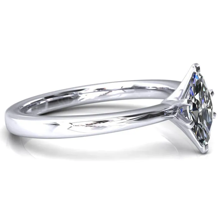Tessa Marquise Moissanite 6 Prong Pitched Shoulders Solitaire Engagement Ring Fire Brilliance Rings