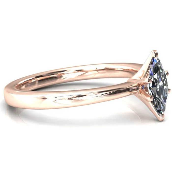 Tessa Marquise Moissanite 6 Prong Pitched Shoulders Solitaire Engagement Ring Fire Brilliance Rings